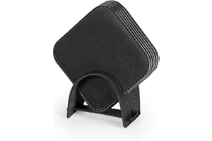 Londo Gładka podkładka ze skóry PU (zestaw 6 szt.) (czarna)