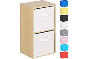 Hartleys 2 Tier Oak Cube Unit - White Storage Boxes