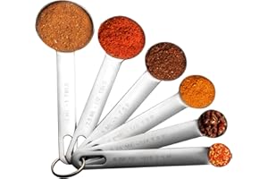 KUNGFU MALL Messlöffel-Set, 6-teilig, 1/8 Teelöffel, 1/4 Teelöffel, 1/2 Teelöffel, 1 Teelöffel, 1/2 Esslöffel, 1 Esslöffel, Edelstahl-Messlöffel, Küchen-Messlöffel, trockene Flüssigkeitszutaten, DIY, Backen,