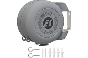 ES TRADERS ESHAAN.CO.UK 30m Heavy Duty Double Retractable Washing Line for Outdoor & Indoor | Extendable Pull Out Clothes Line for Outside | Wall Mount Retractable Washing Lines for Outside | Strong Clothesline for Drying