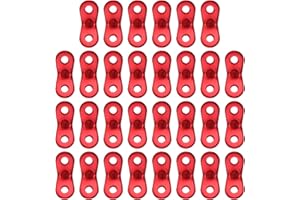 Jubaopen 30PCS Guy Rope Tensioners Aluminum Alloy Cord Adjuster Tensioners Rope for Outdoor Activity（Red）