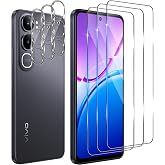 Funrae 3 Pieces Screen Protector for vivo Y31/Y31e 5G with 3 pieces Camera Lens Protector, 0.33 mm HD 9H Ultra Resistant Temp