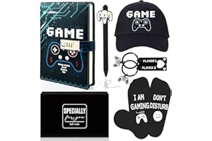 ‎XOURSPATY Tagebuch Jungs Kinder, Tagebuch mit Schloss, Neujahr Geburtstag Geschenke für Junge 8 9 10 11 12 13 14 15 Jahre,Tagebücher mit Code für Teenager,Game Baseballkappe Socken Notizbuch Kinder Spiel Set