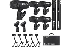 D Debra DK7 Pro 7-teiliges kabelgebundenes dynamisches Schlagzeugmikrofon-Set, Bass, Tom/Snare & Becken Mikrofon-Set für Schlagzeuger und andere Instrumente mit Gewindeclip