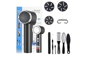 PKBD Electric Foot File for Hard Skin Remover,Pedicure Sets for Feet with 14 Accessories, Rechargeable Waterproof Electric Foot File with 3 Different Rooler Heads-Black