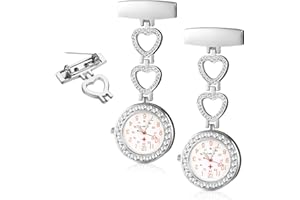 VOKMON 2 Pcs Doctor Pendant Pocket Watch Zinc Alloy Luminous Lapel Watches Clip-on Hanging Nurse Fob Watch Medical Brooch Fob Watch Nursing Watch Fobs Watch for Doctor Nurse Student Staff (Three Options)