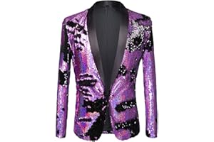 PYJTRL Mens 2 Colors Shiny Sequin Blazer