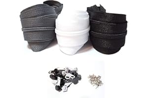 RUMITPAN Reisverschluss endloses 3mm 15m Nylon Endlosreißverschluss 3 Farben mit Zipper und Endstück, Reißverschlüsse spiralförmig Meterware teilbar, 2.5cm breit für Kleidung Tasche Mäppchen Bettwäsche