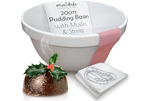 Muldale Traditional 1.5 Litre Pudding Basin for Steaming - Heat Proof Ceramic Pudding Bowl - Premium Summer Bowls- Great for Steaming Hot Puddings or Plum Pud on Summer Evenings