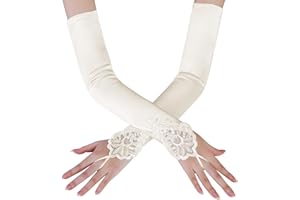 BABEYOND Guantes Largos hasta los Codos Guantes Nupciales Estilo Vintage 1920 Flapper Disfraces Guantes Novia Accesorios