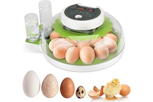 AOFESEL Incubatore Per Uova Da Cova 18 Uova Turner Automatico Per Uova Con Controllo Dell'Umidità E Visualizzazione, Visualizzabilità A 360°, Candela Per Uova, Incubatore Per Schiusa Uova Di Gallina Anatra Qu