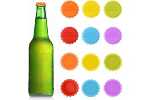 Colourful YOURKAY Bottle Stopper, Beer Bottle Lid, Silicone Bottle Caps, Beer Bottle Lid, Reusable Wine Bottle Caps, Practical Bottle Caps for Glass Bottles (Pack of 12)