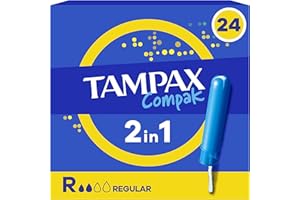 Tampax Compak - 24 Tampons Avec Applicateur, Régulier, Flux Légers à Moyens - Sans Parfum et Sans Colorant, Testé sous Controle Gynécologique, Protection Et Confort Pendant Vos Règles
