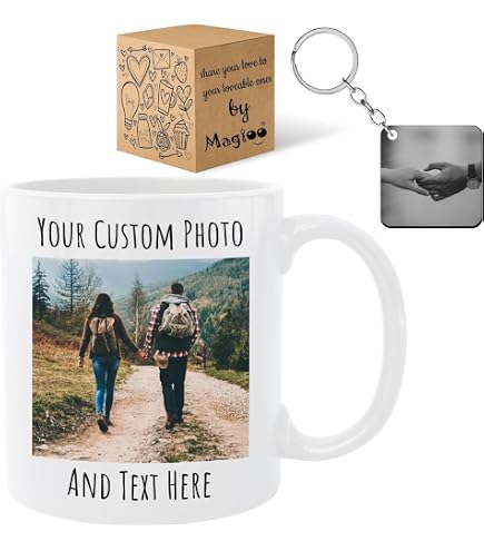 Personalized Photo & Text Mug - 11 Oz Custom Ceramic Coffee Cup With Glossy  Finish, Dishwasher &