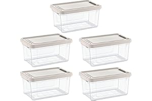 astor24 PREMIUM Aufbewahrungsboxen mit Deckel - lebensmittelecht - sicherer Verschlussclip - transparent - Robuste Qualität - XXL Set für Büro, Kinderzimmer, Küche & Werkstatt (5er Set 5 Liter)