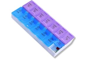 MEDIPILL - Pilulier Semainier Français | Organisation Hebdomadaire des Médicaments | 7 jours | 14 Compartiments | Matin et Soir | Sans BPA | Une Pièce | MED-S14