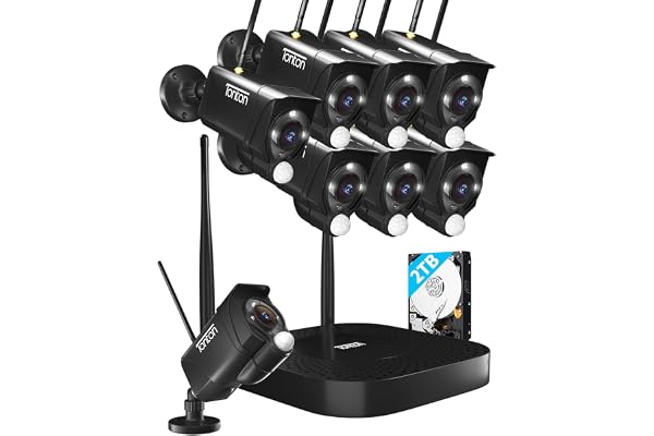 【Spot LED et capteur de Chaleur PIR AI】 Full HD Tontons 3MP caméra extérieure de Surveillance WLAN avec 8 caméras Ensemble Radio sans Fil systèmes d'alarme à Domicile de Vision Nocturne 30M 2TB HDD