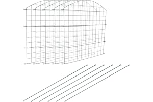 SWANEW Clôture d'étang, clôture de jardin en métal, enclos extérieurs, 11 pièces, 5 éléments de clôture et 6 barres de fixation (arc supérieur)
