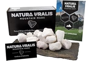 Natura Uralis Premium Trozos de Tiza de Belgorod | 200g de Trozos de Tiza Blanca - Crujido Increíble, Textura Terrosa, Aterciopelada y Firme, Sensación ASMR, Carbonato de Calcio Natural