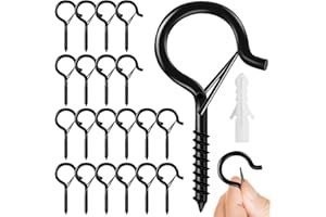 JJYHEHOT 20 Pezzi Gancio a Vite Neri, Ganci a Soffitto in Metallo, Ganci Avvitabili Q-Hanger Gancio per Tazza con Fibbia per Appendere Vasi di Fiori, Lanterne, Decorazioni Natalizie, Campanelli a Vento