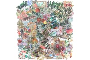 SHANFAA 170 Stück PET Transparente dekorative Aufkleber, Speziell Geformtes Blumen-Sammelalbum-Aufkleber-Set, 9 Naturthemen Pflanzen Aufkleber für Sammelalbum, Kunst, Basteln, Aufzählungszeichen, Laptops