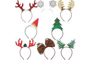 ‎MAKONE Makone Weihnachtsstirnband, Rentiergeweih Spaß Weihnachtsbaum Weihnachtsmütze Kopfschmuck für Kinder Erwachsene Weihnachten Urlaub(8 Pcs)