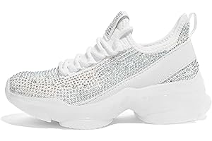 LUCKY STEP Błyszczące trampki dla dziewczynek - wsuwane z kryształkami, lekkie i wygodne dla dzieci, buty szkolne z żelową podeszwą