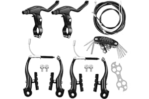 Hmfmdy Kit de frein de vélo, kit de frein pour la plupart des vélos, VTT, frein hybride universel avant et arrière, kit de leviers de câble d'étrier de frein, clé à vis multi-outils