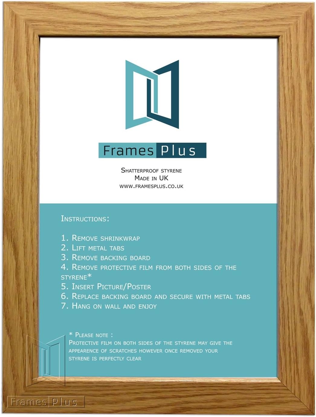 OAK WOODEN EFFECT PICTURE PHOTO FRAMES SIZE: 50cm x 40cm, PORTRAIT OR LANDSCAPE READYMADE