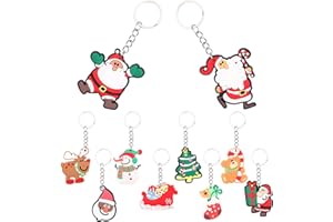 SVALOR 30 PCS Christmas Keyrings, Cartoon Decorative Keychain With Santa Claus, Snowman, Tree for Xmas Party Favors, Bag Fillers (10 Styles)