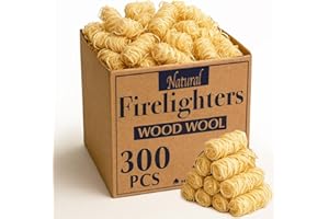 GARDENCO Natural Firelighters Large Box. Natural Wood Wool Wax Fire Lighters for Stoves, Wood Burners, Pizza Ovens, Open Fires, Fire Pit, BBQ Lighters, Fire Starters for Log Burners (300 Pack)