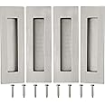 Malimali 6 Inch Recessed Finger Flush Pulls for Pocket Door Barn Door, Closet Sliding Door Handle, Brushed Stainless Steel Rectangular Door Pulls Hardware(4 Pack)