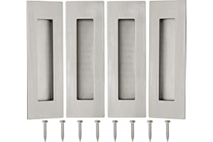 Malimali 4 Pack Stainless Steel Recessed Sliding Door Handles, 150mm Flush Door Handles Hardware Finger Pulls for Pocket Door Closet Door Barn Door (Brushed Steel)