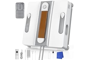 WIWOLER Robot Limpiacristales, Limpiacristales Electrico Ventanas con Cuatro Boquillas de Pulverización, 3 Modos de Autolimpieza, Navegación Inteligente, Detección de Bordes, Control Remoto, 6 Paños Limpieza