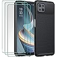 iVoler Cover per Oppo Reno4 Z 5G / Oppo Reno 4Z 5G, con 3 Pezzi Pellicola Vetro Temperato, Fibra di Carbonio Custodia in Morb