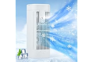 PAPOIYA Portable Air Conditioner, Mini Air Cooler Desk Fan Personal Water-cooled Air Cooler Quiet Air Misting Fan for Home, Office,Kitchen 3 Speeds with LED Lights