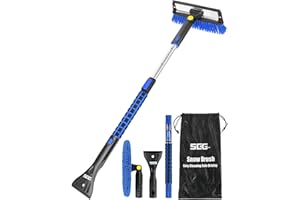 SEG Direct 100CM Balais à Neige Brosse à Neige Extensible avec Racloir à Glace Poignée en Mousse Télescopique pour Voiture SUV MPV Camion Durabilité Antigel, Noir et Bleu