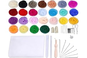 PLUSHCEWT Juego de lana de fieltro de 25 colores, 75 g, lana de oveja para fieltro húmedo y fieltro seco, lana merino premium para fieltro manualidades, fieltro para proyectos de manualidades y