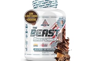 AS American Suplement | The Beast Mass Gainer Massa Muscolare | 2 kg | Contiene Creatina Monoidrato | Integratori per Aumentare de Peso | Alto contenuto di Proteine e Carboidrati (Bombon Rocher)