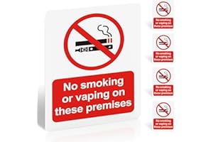 DETAILING GARAGE No Smoking or Vaping on These Premises Sign - 5 Pack, 100x75mm Self-Adhesive Vinyl Sticker - UV Printed Matte Surface, Waterproof, EN ISO 7010 Compliant