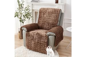 RAINBEAM HonunG Recliner Chair Cover,Non Slip Armchair Cover,Thickened Flannel Sofa Cover 1 2 3 Seater With Arm Rest, Snuggle Chair,Couch Cover Soft Warm,Easy Fit Sofa Protector for Pets (Coffee,1 Seater)
