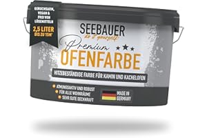 SEEBAUER diy Ofenfarbe für Innen 2,5L - Hitzebeständige Farbe für Kamin und Kachelofen - Atmungsaktiv und Abwaschbar