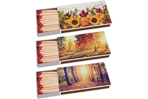 SEPILO 135 Kaminhölzer (3 Packungen à 45 Stk) 100mm lang Kaminstreichholz Streichhölzer Kaminanzünder Zündhölzer Zigarre Pfeife Kamin Grill Kerze Lange Brenndauer (Herbst)