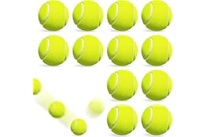 Druuzyl Pelotas de Tenis 12pcs Recreational Tennis Balls Pelotas de Tenis para Competición y Entrenamiento para Niños Principiantes Mascotas Pelota de Tenis Amarilla