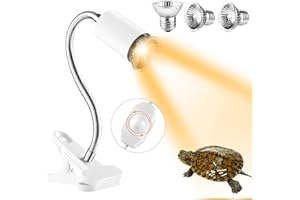 SOUSLOW Lampada Riscaldante Tartarughe, 25w/50w/75W Illuminazione Termica, Morsetto Rotante a 360 Gradi, Tartaruga, Camaleonti, Serpenti, Lucertole (Bianco)