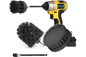 YIHATA Drill Brush Cleaning Brushes Set, 4 Pack Extended Long Attachment Power Scrubber Brushes for Cleaning, Great for Car Carpet Floor Bathroom Toilet Kitchen Ceramic Surface Black