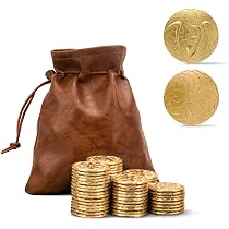 Lot De 60 Pièces De Monnaie Métalliques Avec Pochette Cuir - Jetons Pirate RPG Donjons & Dragons