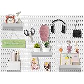Sibosen 42 Pieces Pegboard Kit, Includes 6 Pieces 11x11 Inch Pegboards and Accessory Hooks, Plastic Wall Organizer for Office