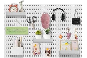 Sibosen 42PCS Pegboard Kit,Includes 6 Pegboards 28x28cm and Accessories Hooks Plastic Pegboard Wall Organizer for Office,Craft Room Peg Board Organizer