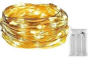 Dalugo Guirlande LED à Pile, 3m 30 LED Guirlande Lumineuse, Blanc Chaud Guirlandes Lumineuses pour chambre à coucher, fête, mariage